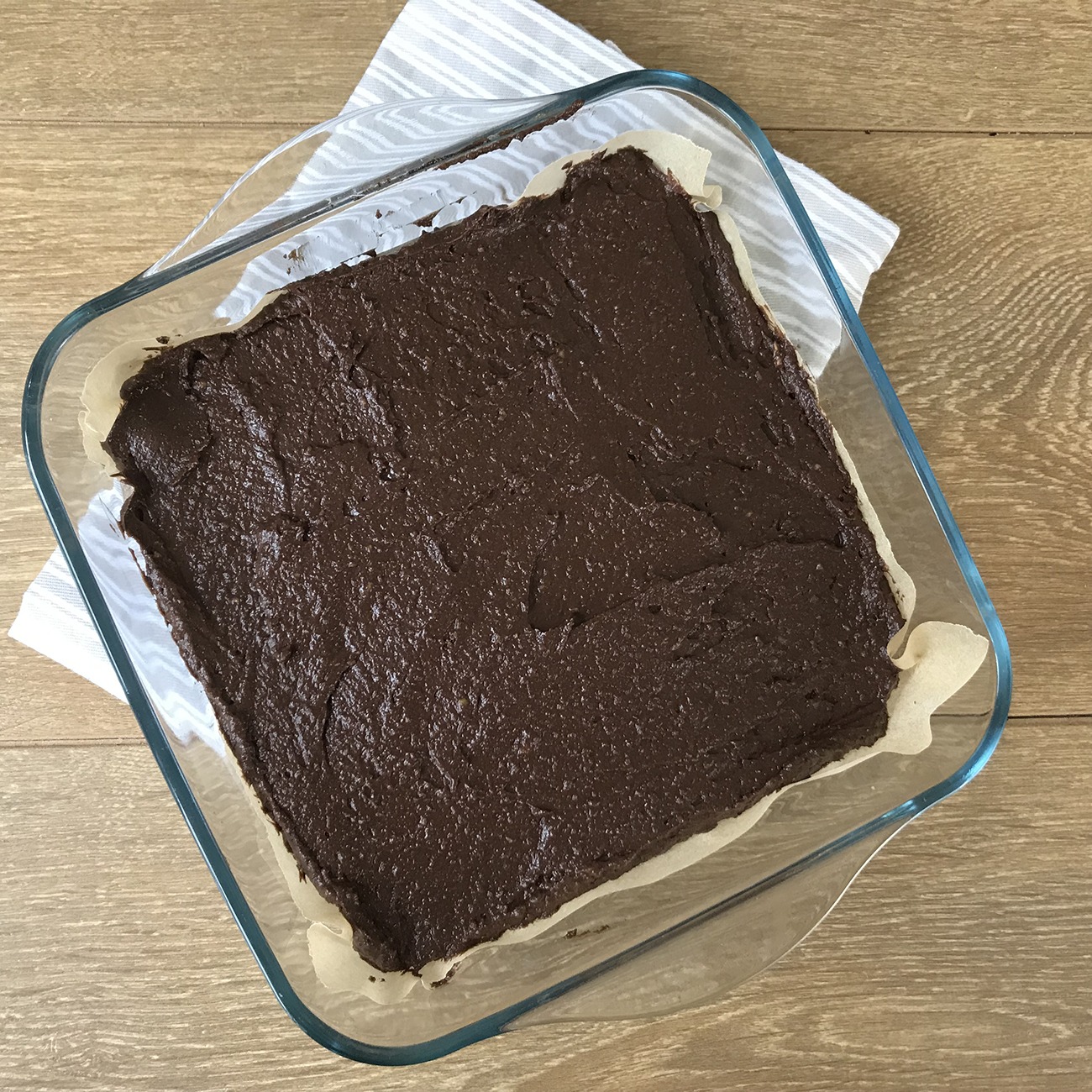spread the batter into the baking pan