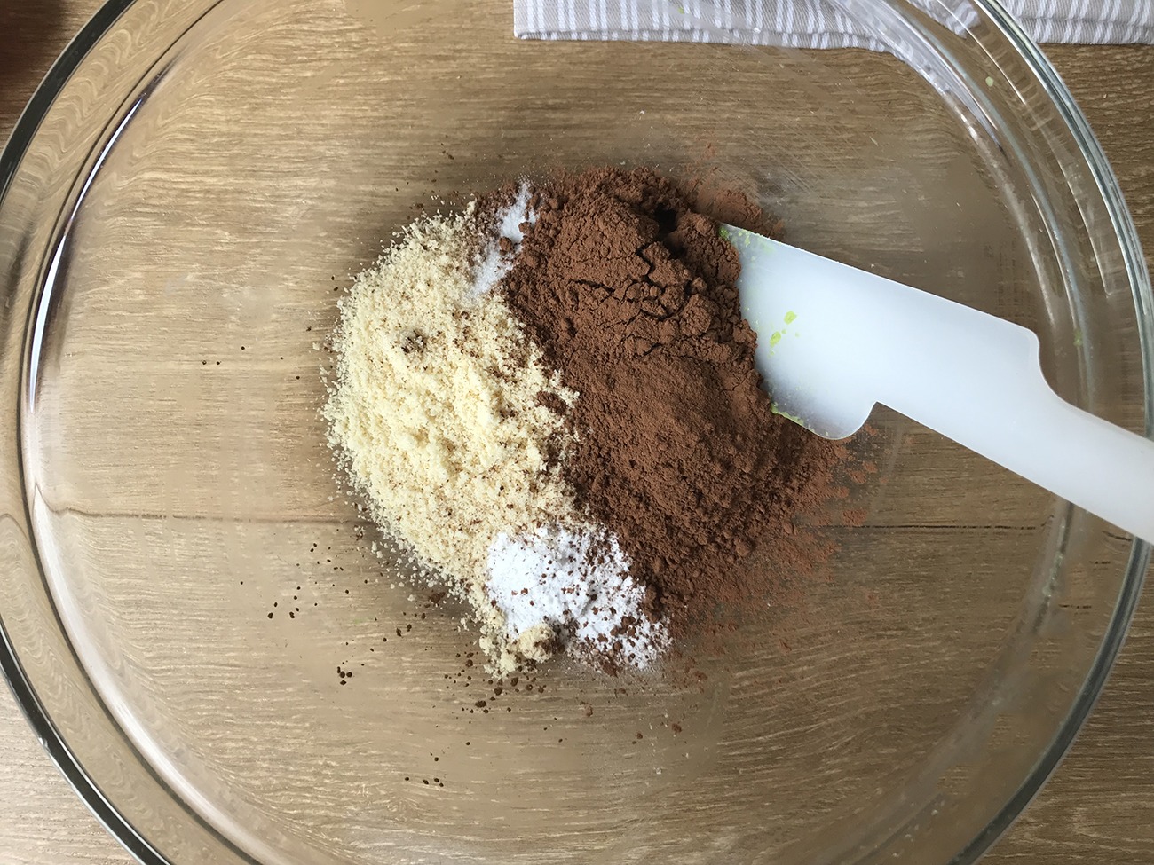 mix almond flour and cocoa powder