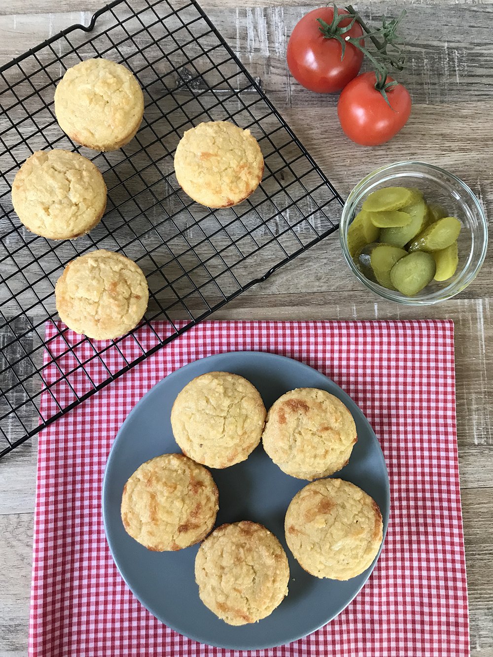 Mozzarella Cheese Muffins on a wire rack