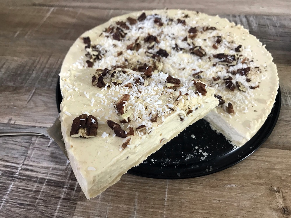 a slice of Easy Keto Peanut Butter Cheesecake