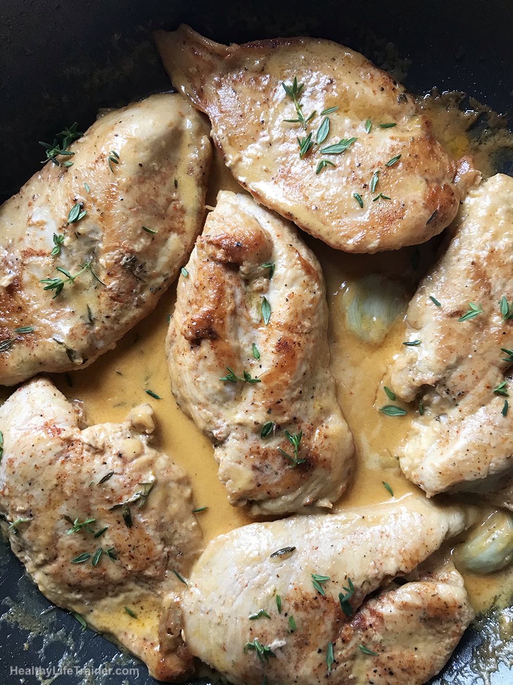 Creamy Garlic Butter Parmesan Chicken in a pan