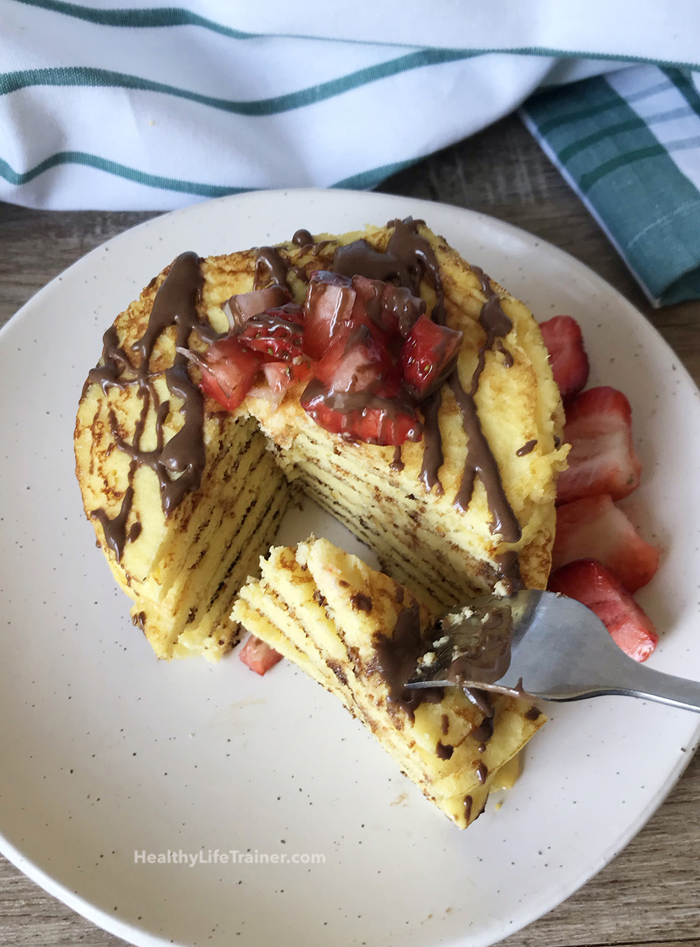 Coconut Flour Pancakes With Greek Yogurt in a plate