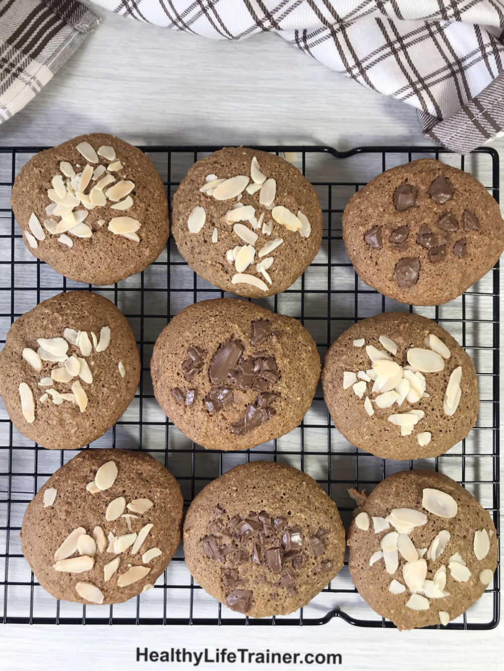 keto coffee flavored cookies topped with chocolate chips