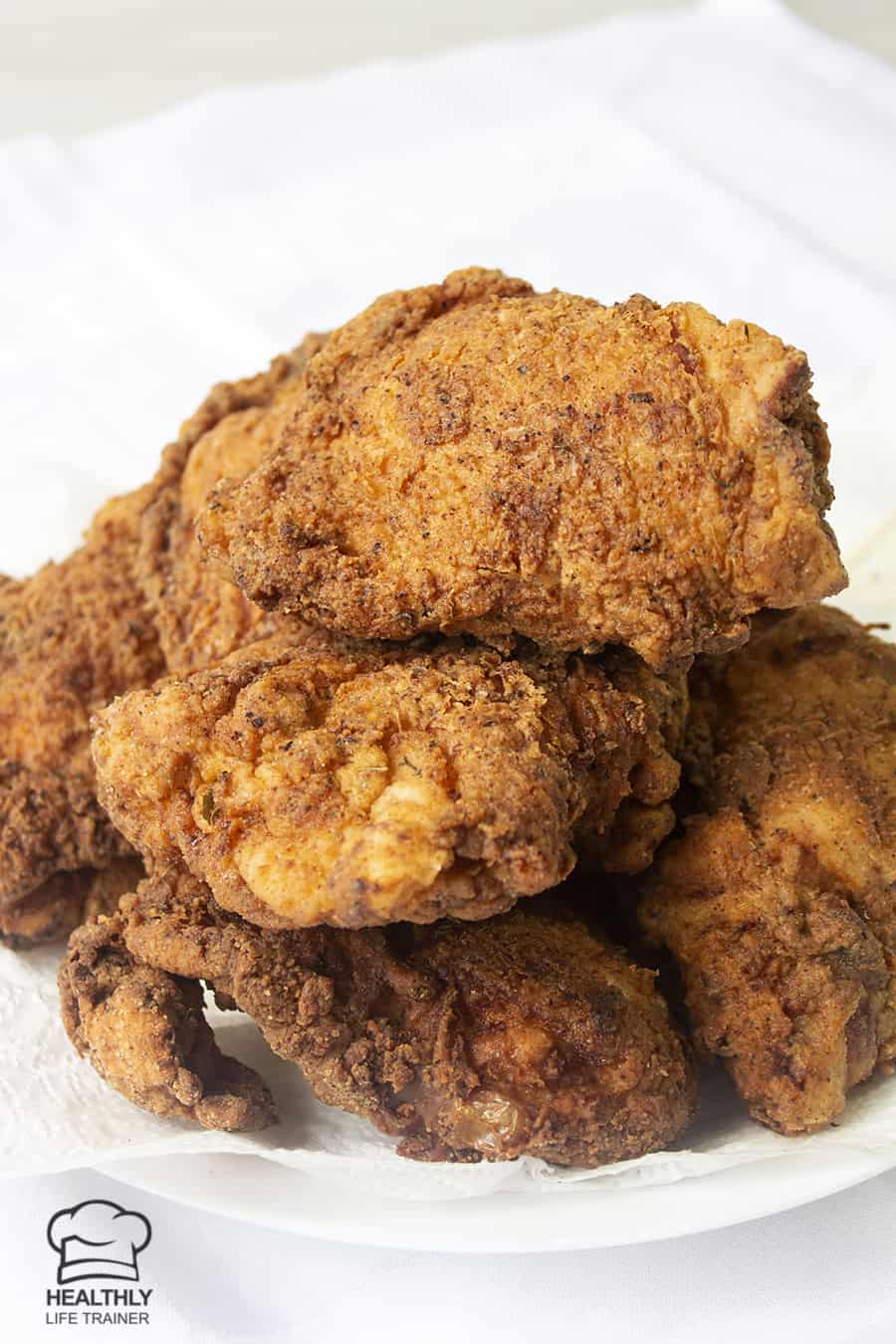 Deep Fried Chicken Thighs in a plate