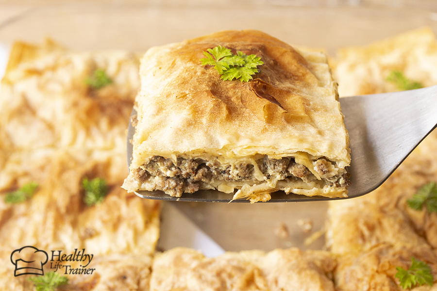 Phyllo meat pie or Goulash is a soft, super flaky and delicious layers of phyllo sheets