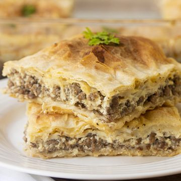 Phyllo meat pie or Goulash is a soft, super flaky and delicious layers of phyllo sheets