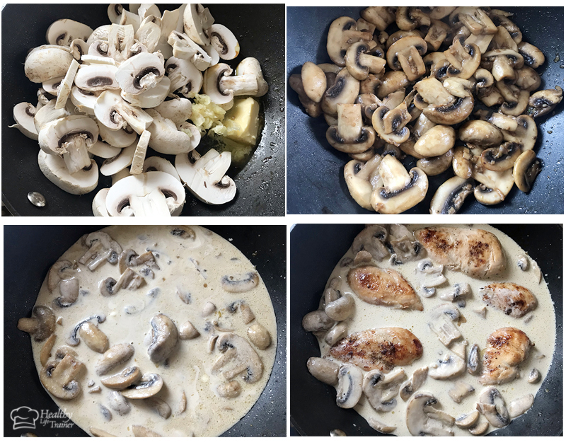 making the mushroom sauce