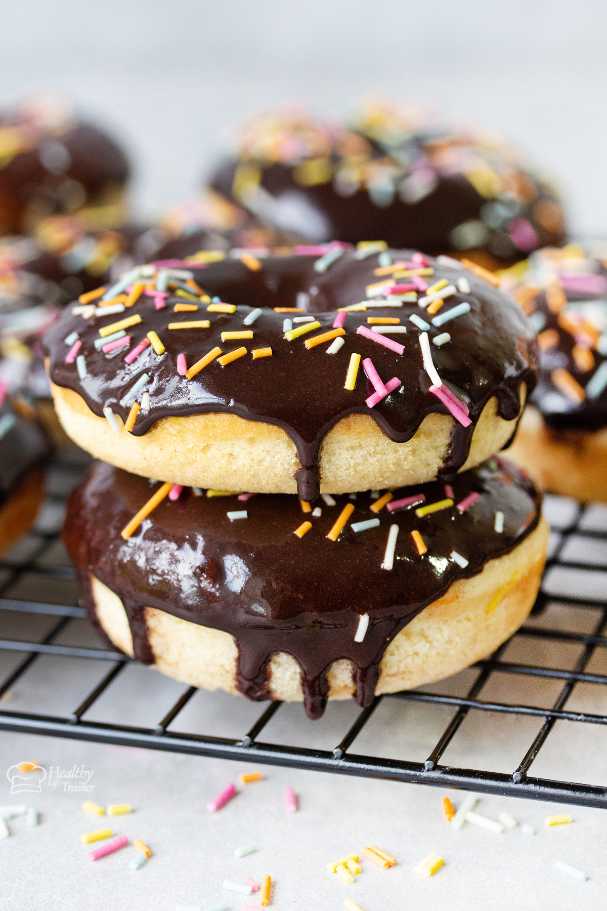 Chocolate Frosted Homemade Oven Baked Donuts 