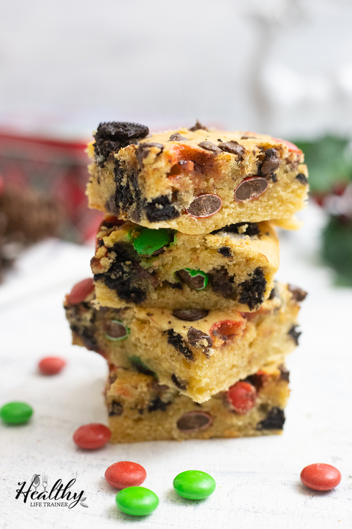 Christmas Blondies on top of each others.