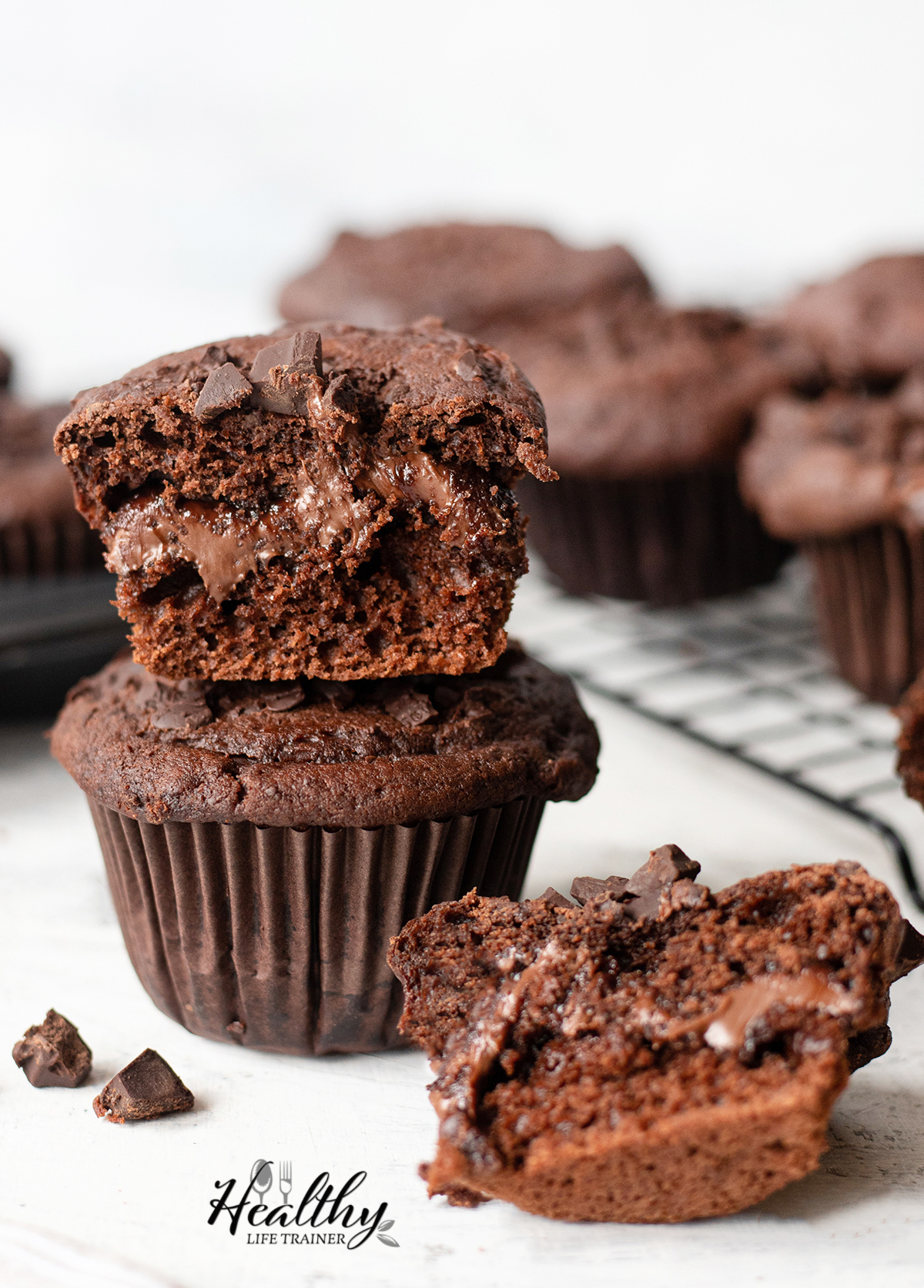 Nutella Stuffed Chocolate Muffin Recipe - Healthy Life Trainer