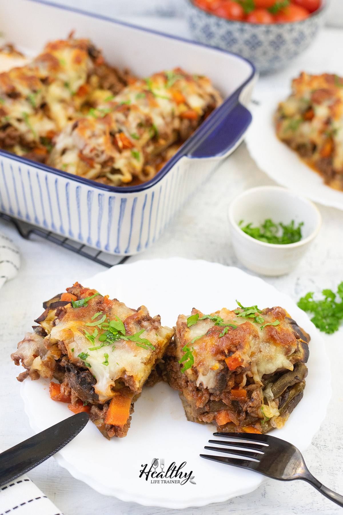 Grilled Eggplant Lasagna in a plate