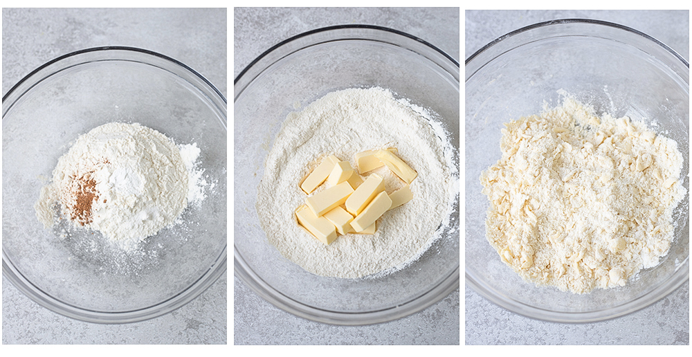 combine all-purpose flour, salt, nutmeg, and baking powder