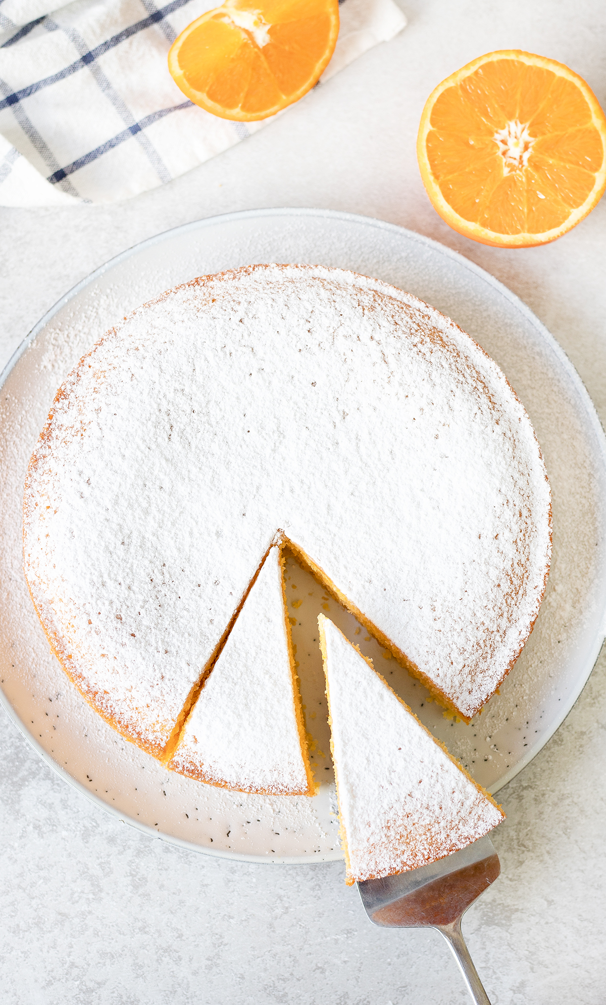 Orange Polenta Cake in a serving plate