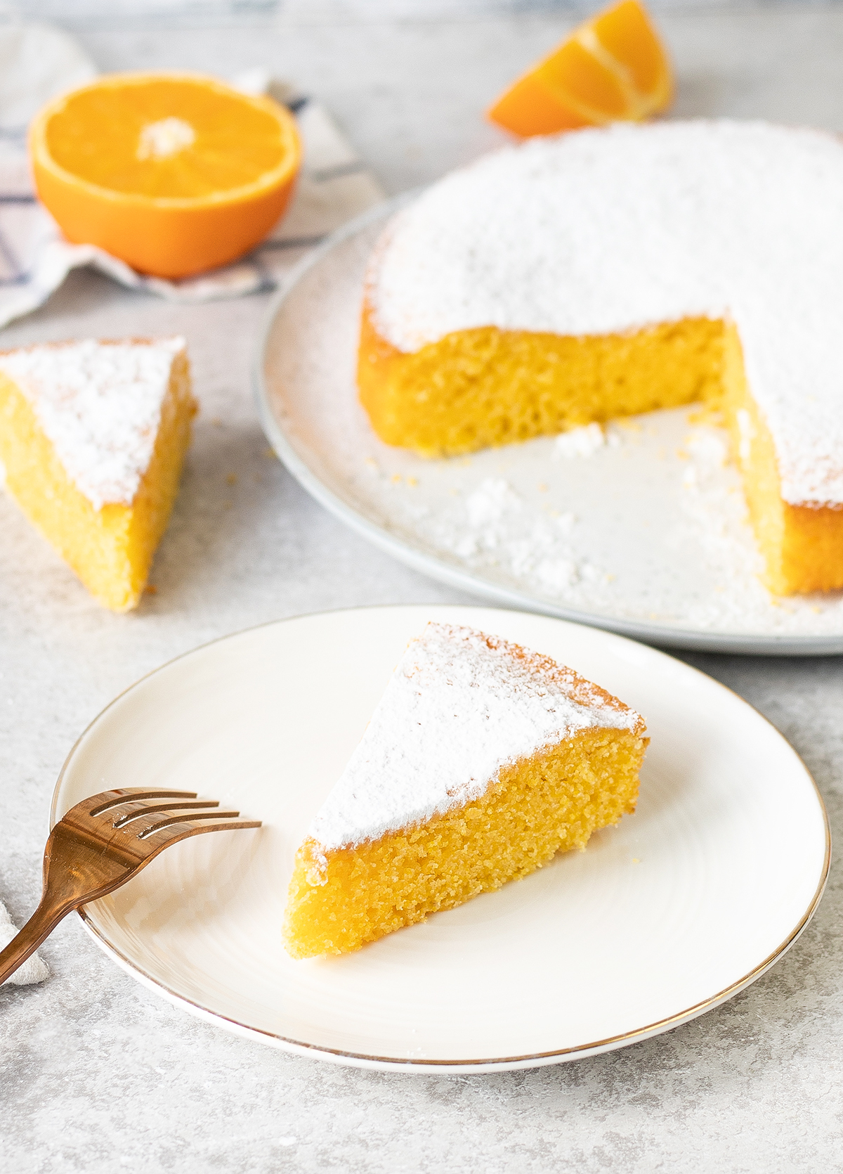 Orange Polenta Cake in a plate