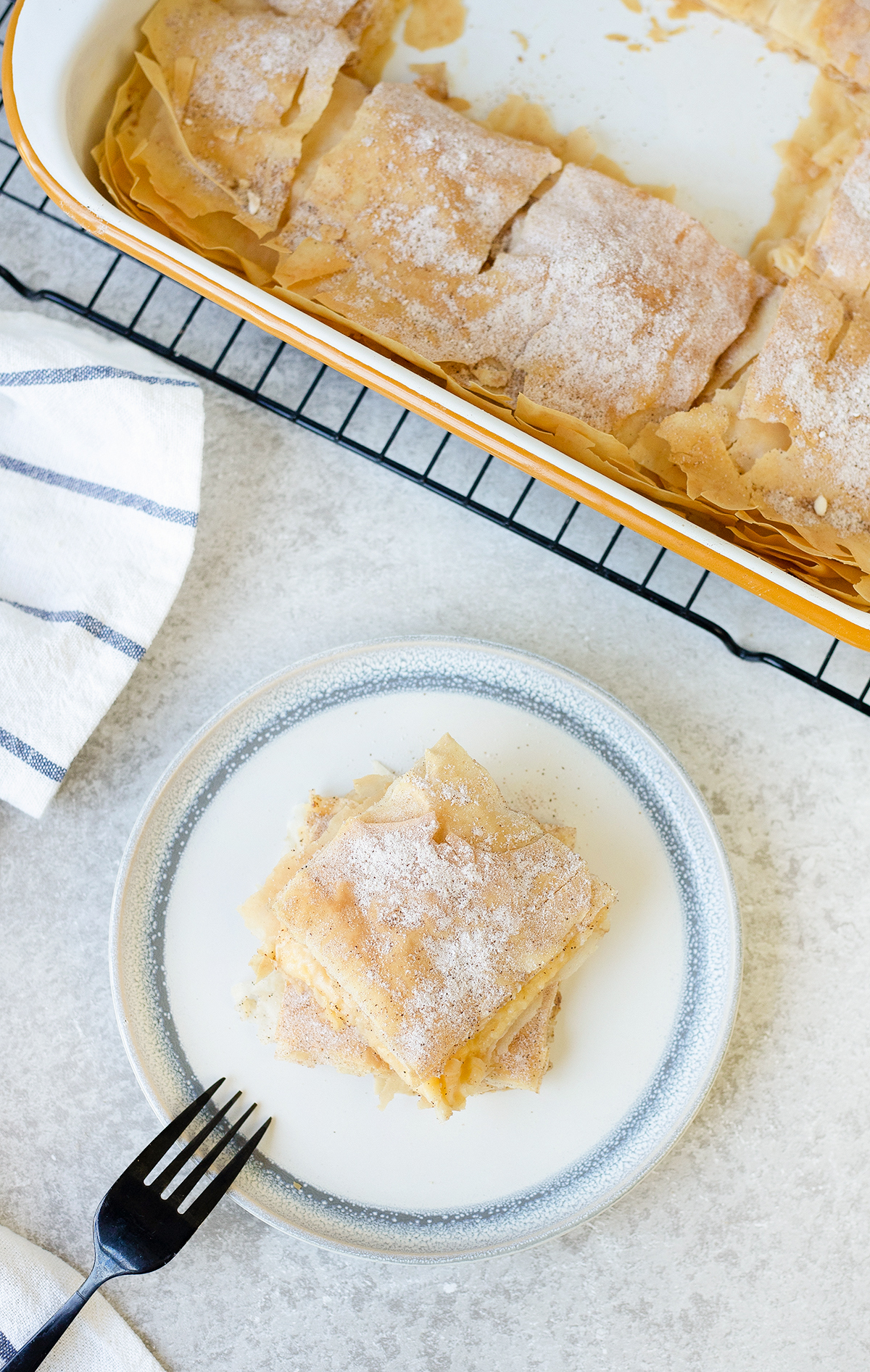 Bougatsa is a Greek Filo custard pie