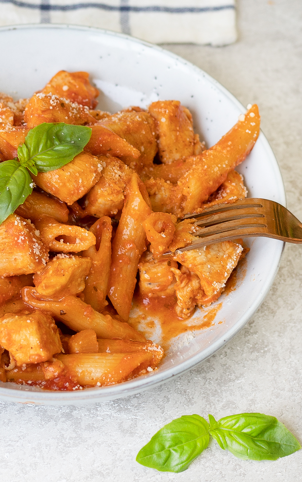 eating the pasta with a fork