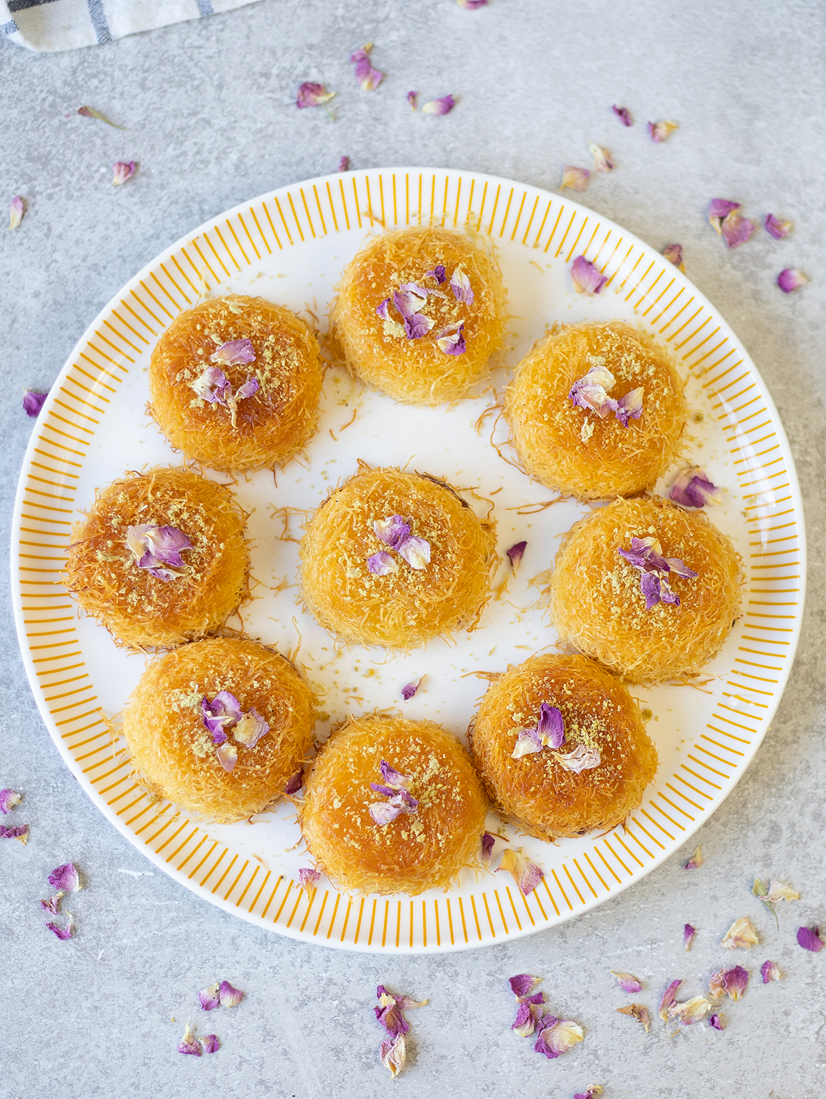 Mini Kunafa With Ricotta Cheese in a plate