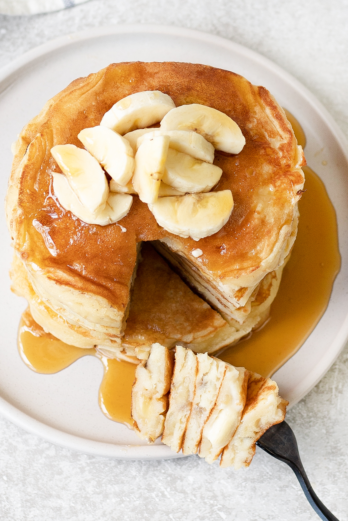 Sour Milk Pancakes with slices of banana