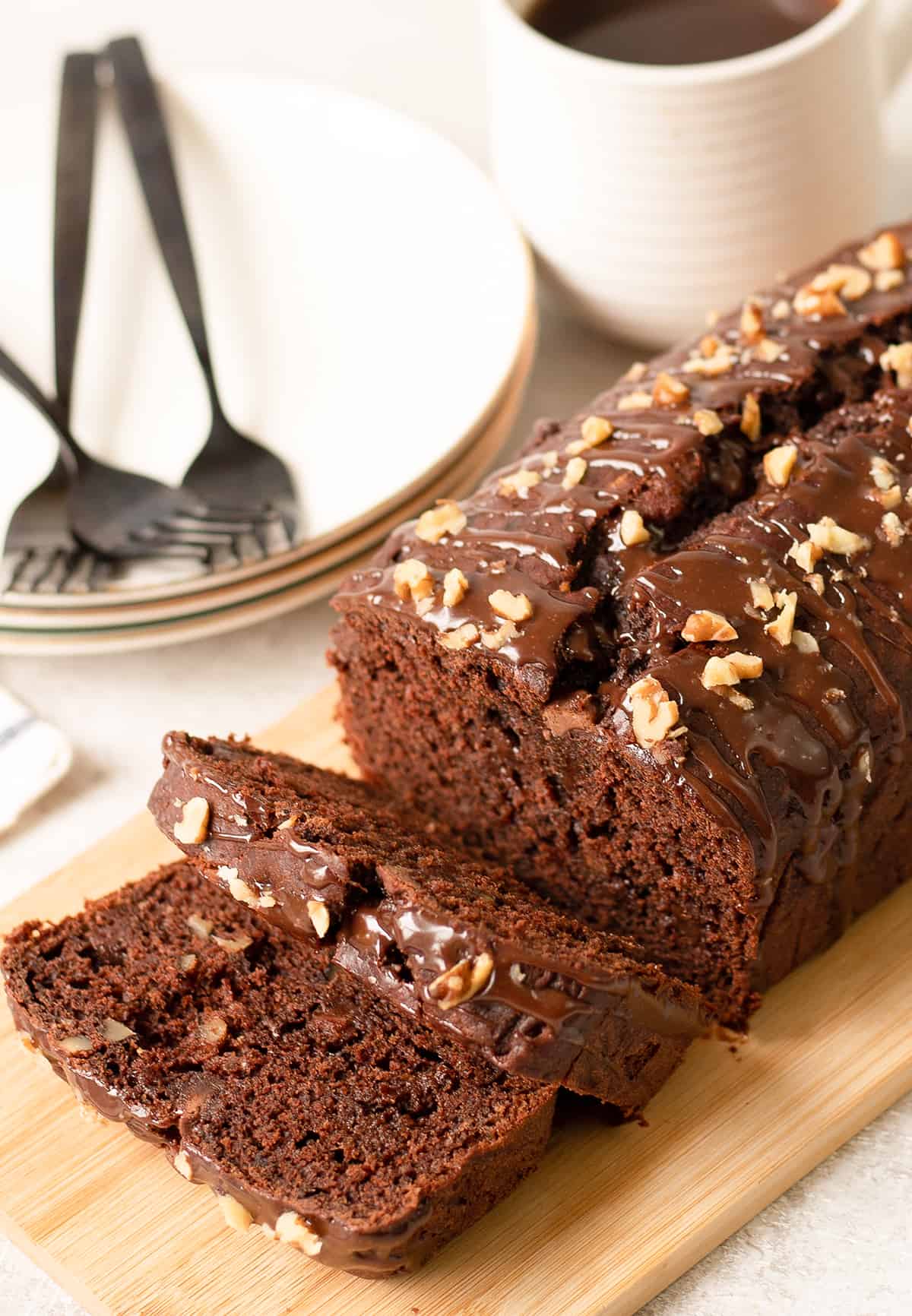 a slice of the double chocolate Banana Bread