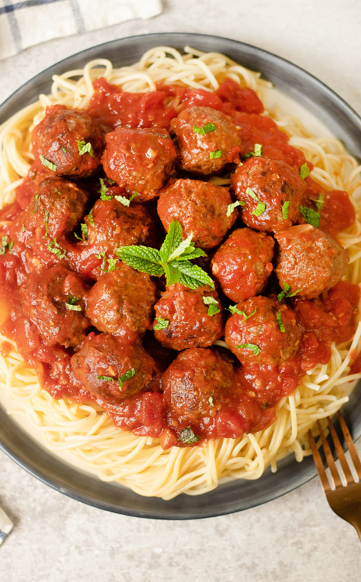 Moroccan Meatballs on top of pasta