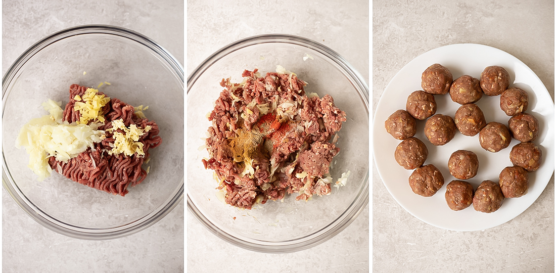 mix all the meatball’s ingredients well until combined