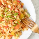 Egg And Vegetable Fried Rice in a serving plate.