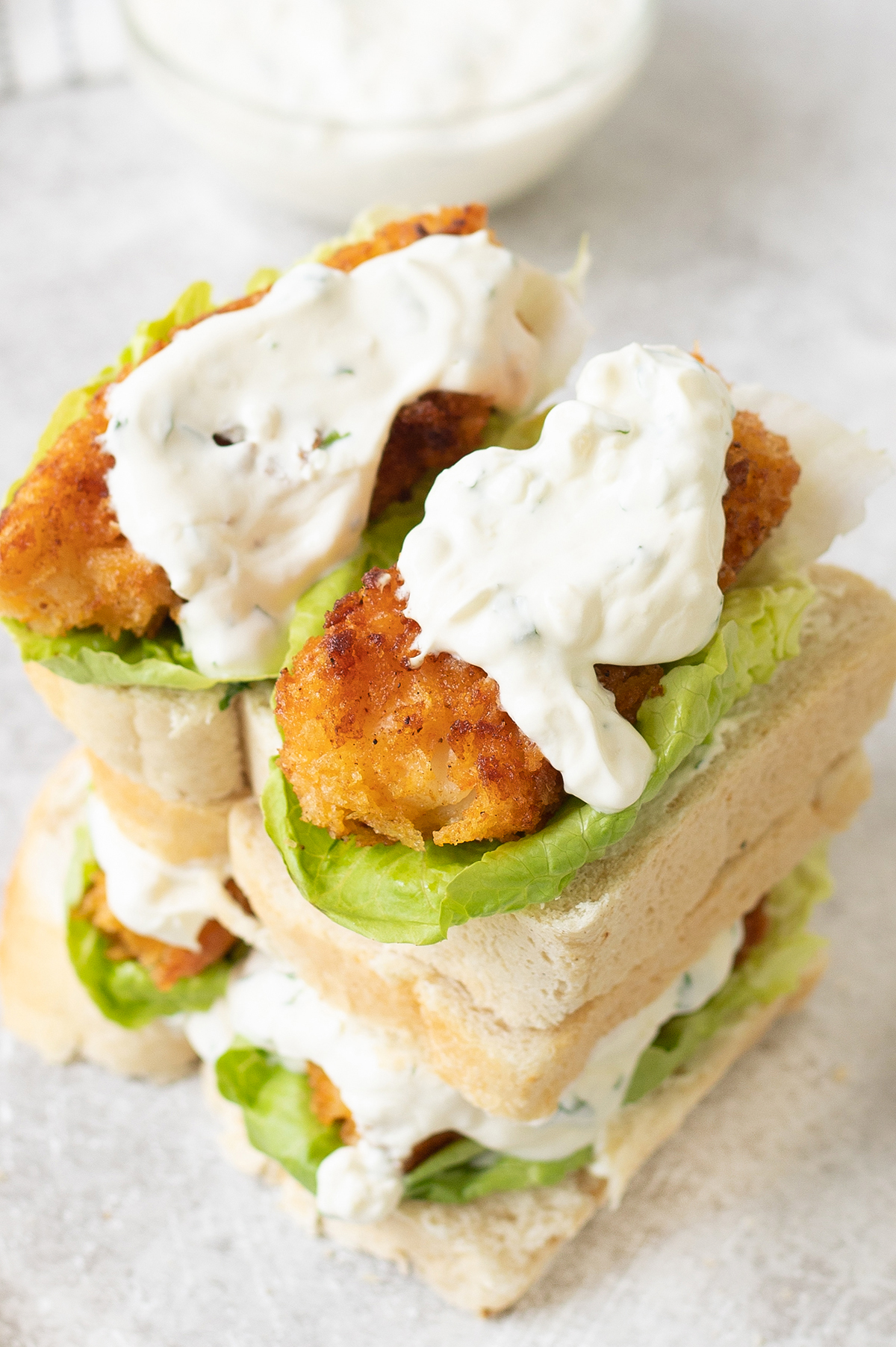 Fish Finger Sandwich With Sour Cream Sauce