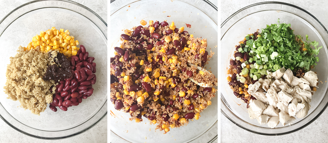 mix kidney beans and sweet corn with the chipotle paste.