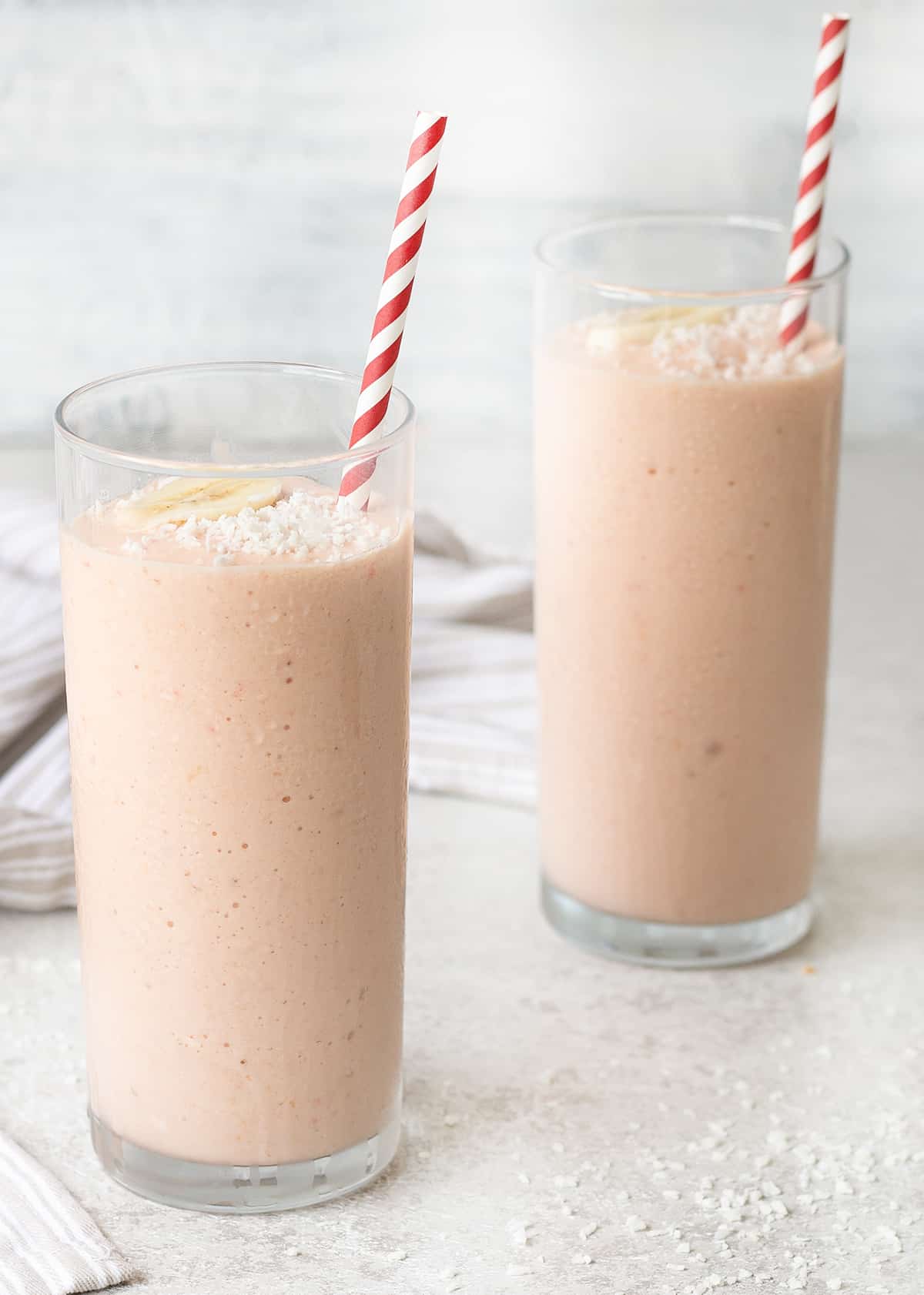 Two glasses of Greek Yogurt Smoothie.