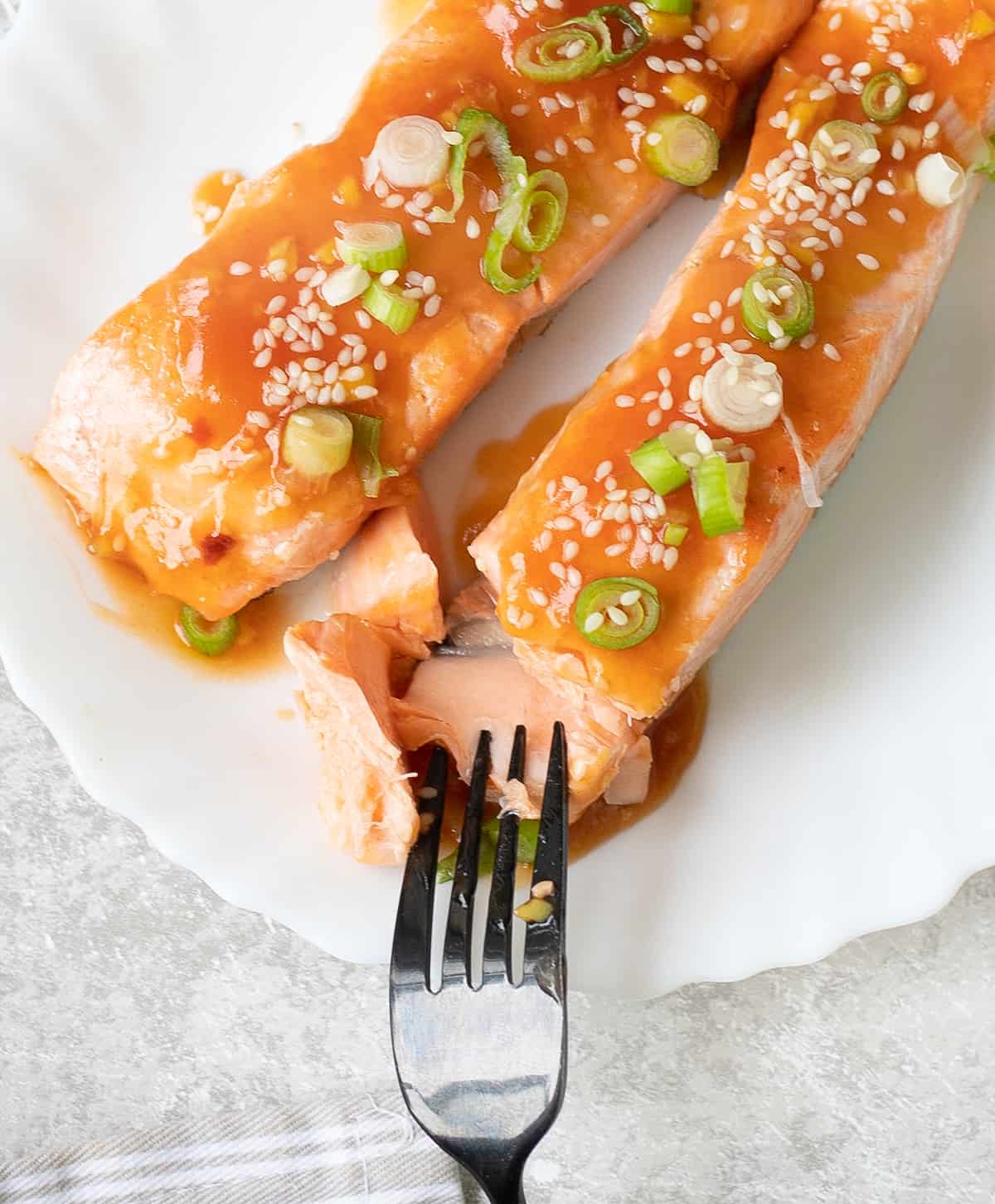 Pan Seared Salmon with Sweet and Sour Sauce.