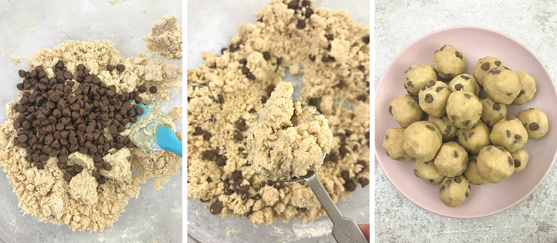 spoon one tablespoon of the mixture, then roll it making  a ball