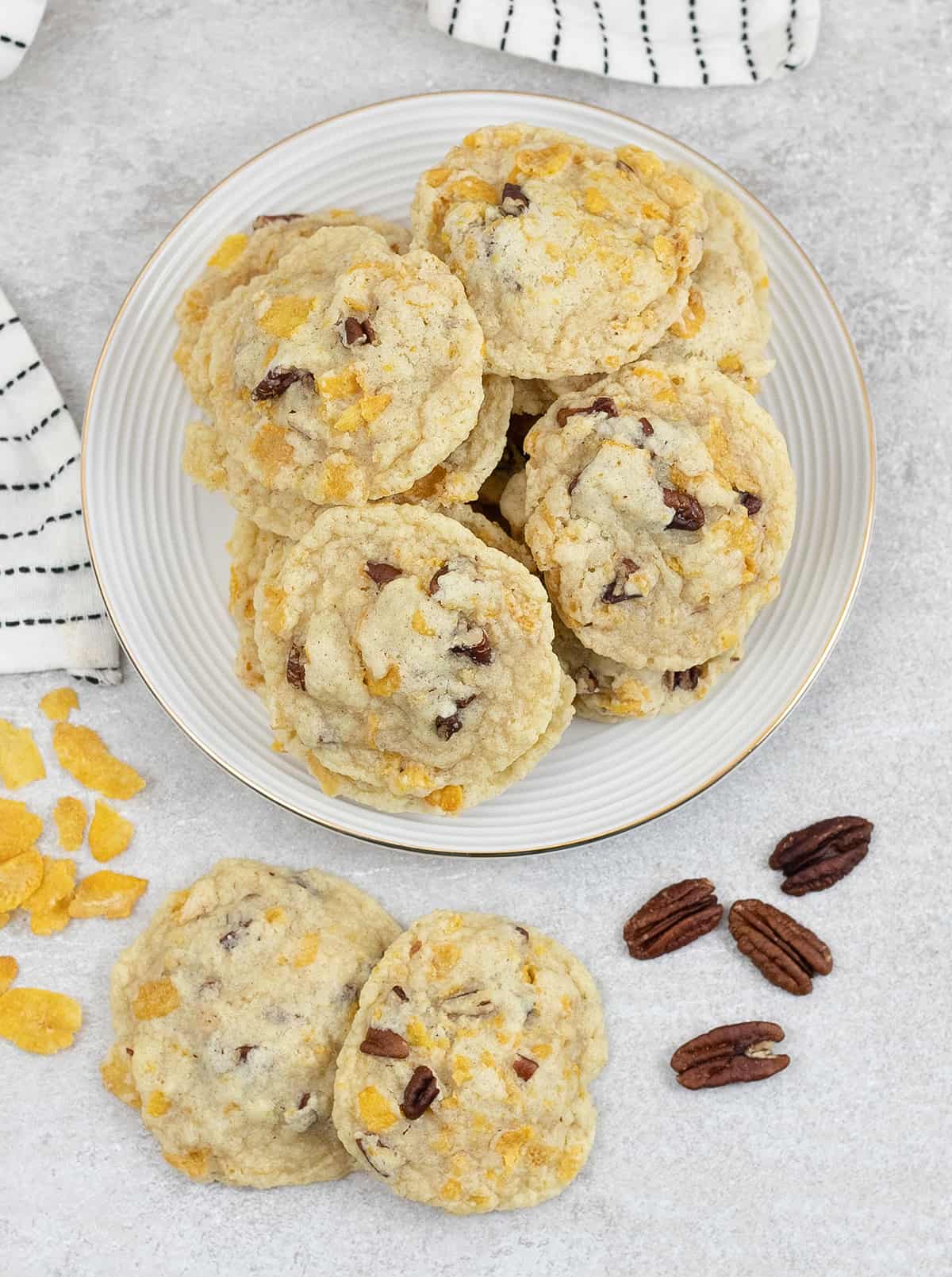 pile of homemade Butter Crunch Cookies in a plate