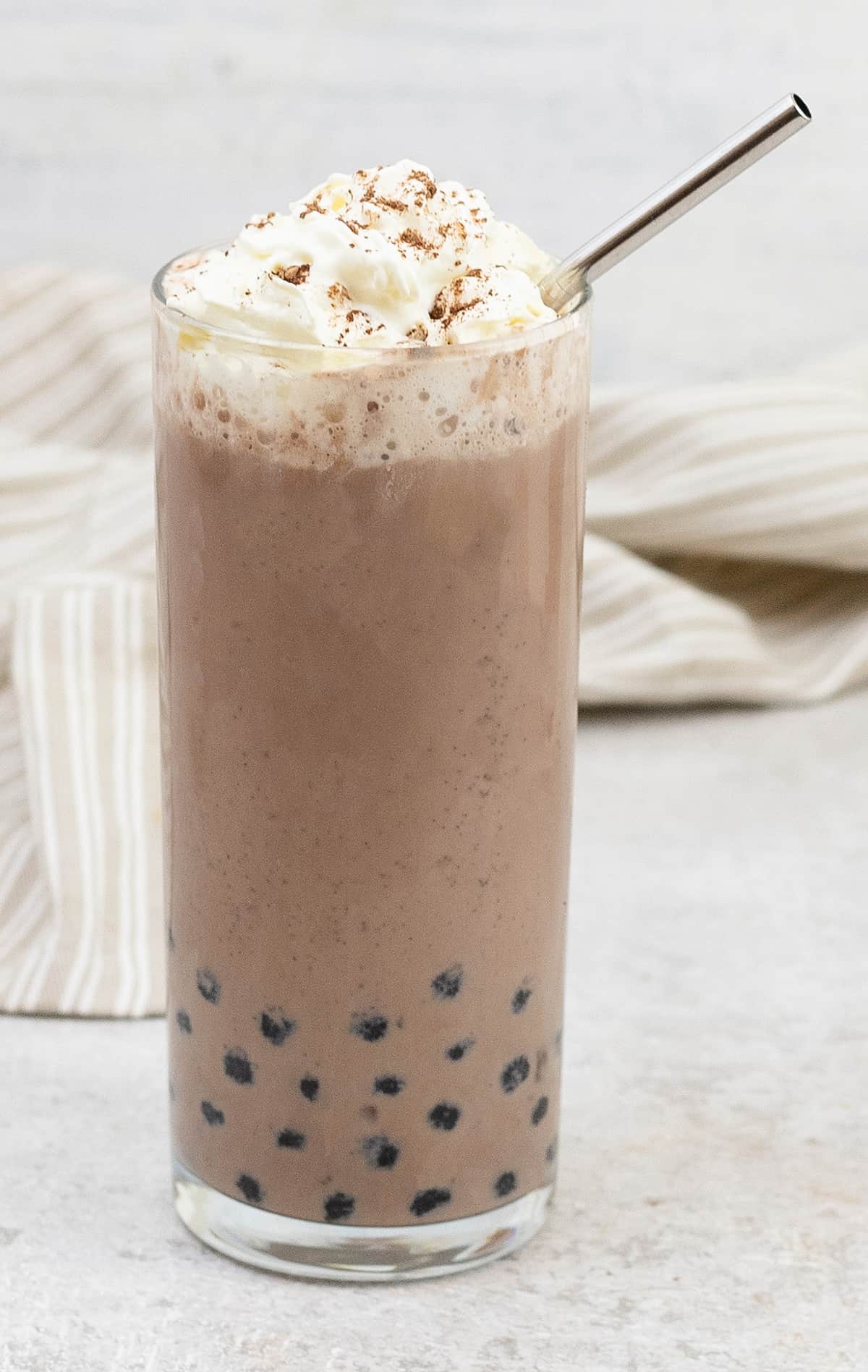 a glass of Chocolate Bubble Tea