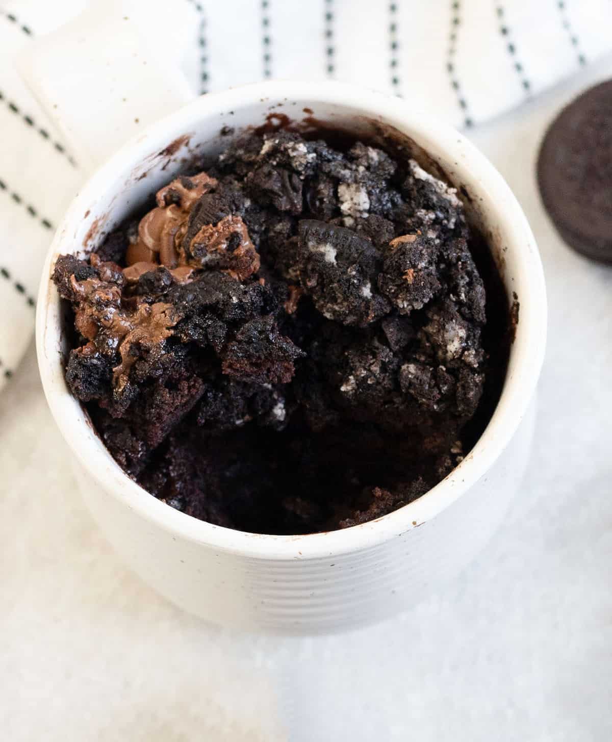 Oreo microwave mug cake.