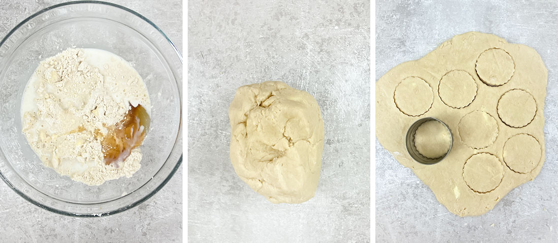 cutting the dough with a cookie cutter