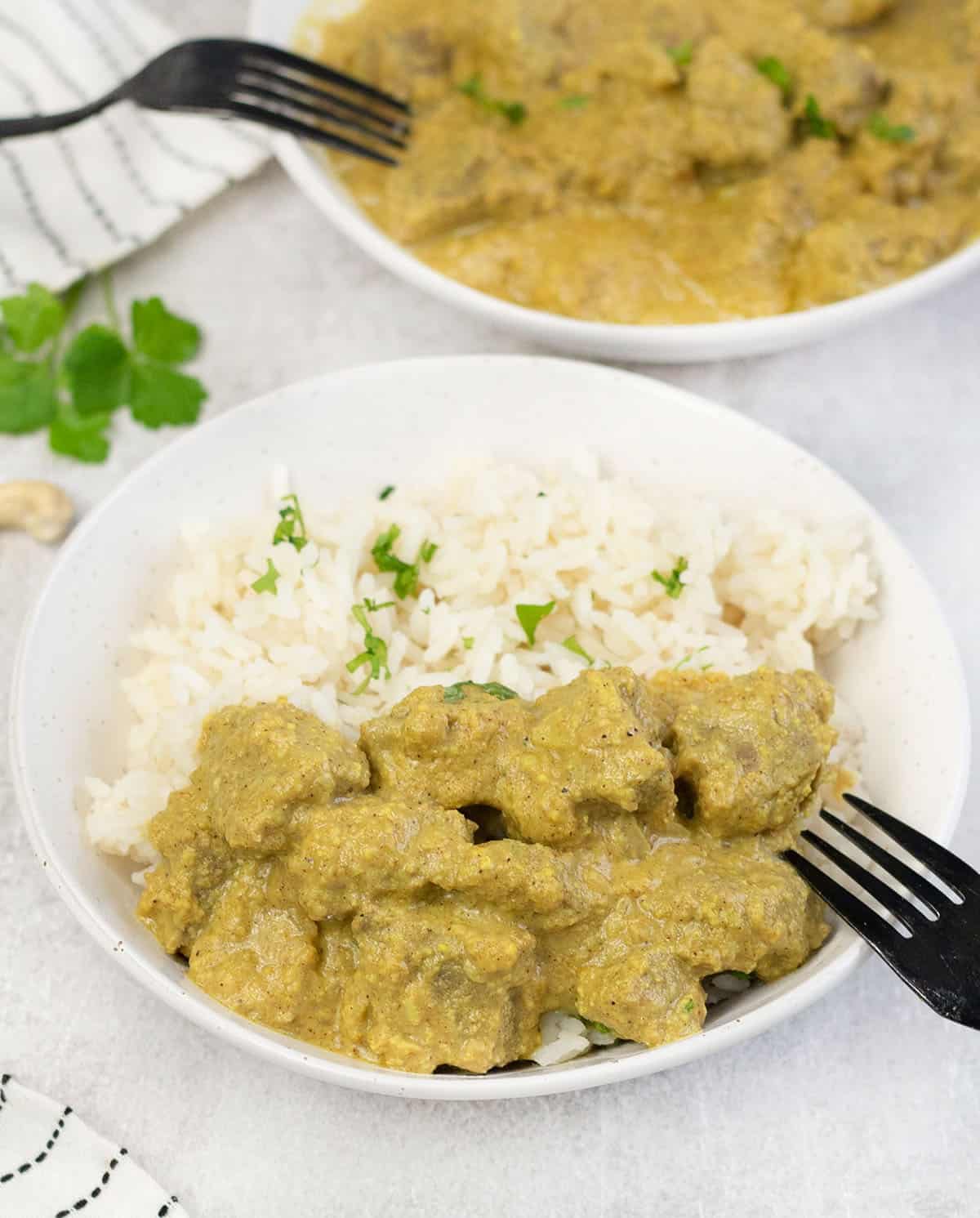 Lamb Korma on top of rice