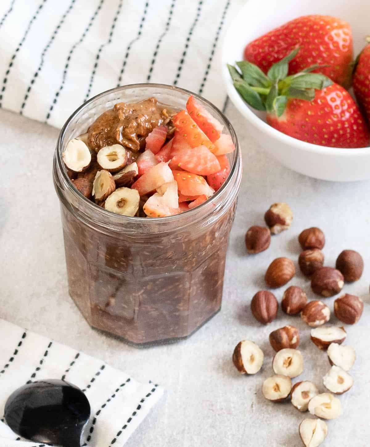 Nutella Overnight Oats in a jar