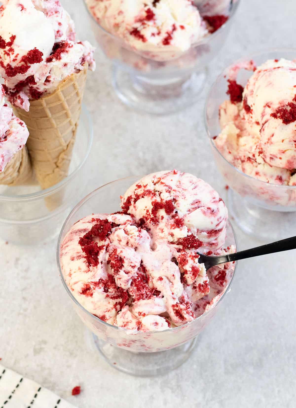 a spoonful of Red Velvet Ice Cream.