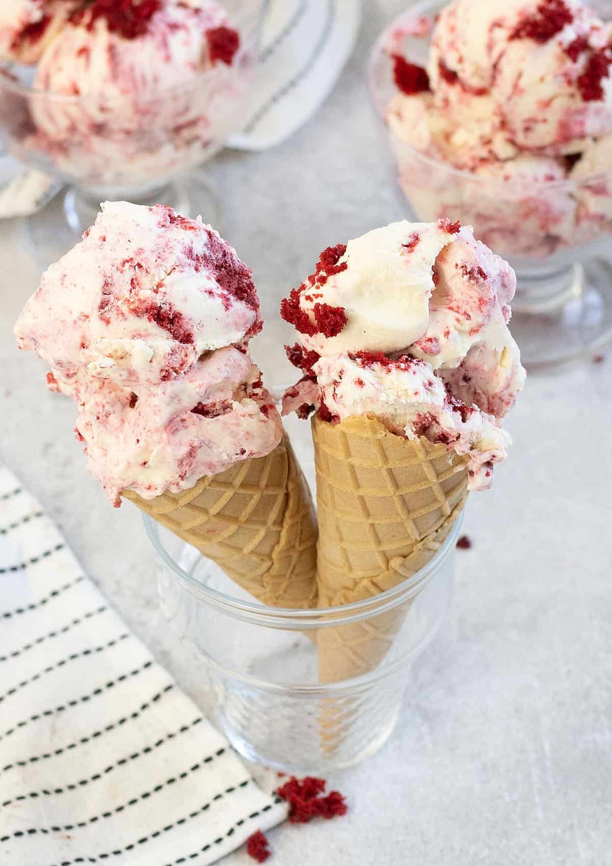 Red Velvet Ice Cream cones.