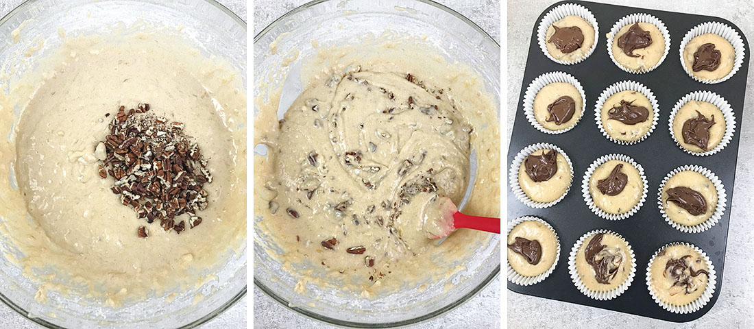 spoon the batter into the muffin tin.