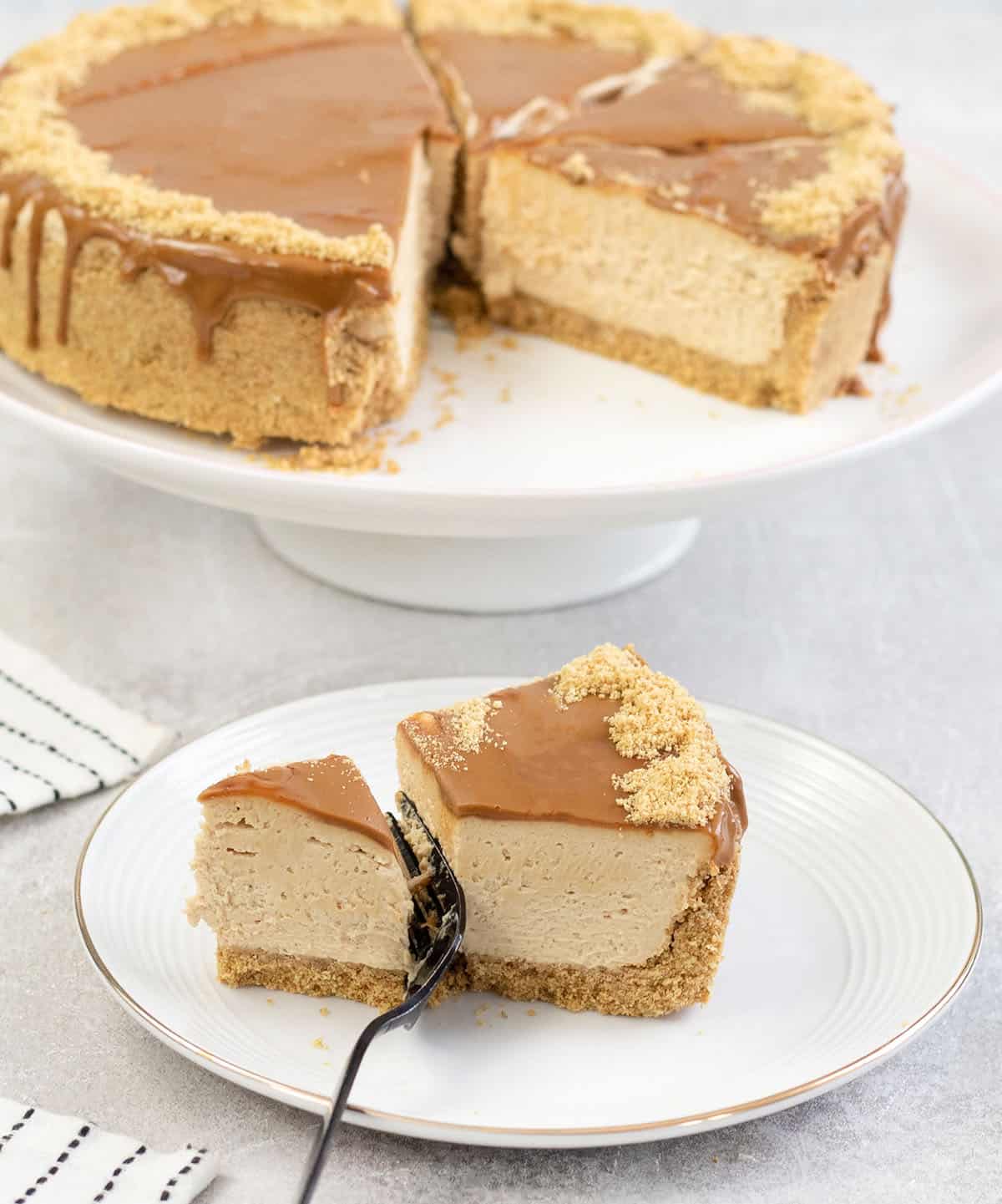 a slice of Biscoff Cheesecake