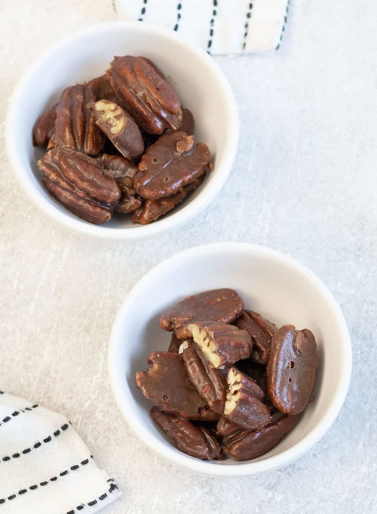 single servings of Chocolate Covered Pecans.