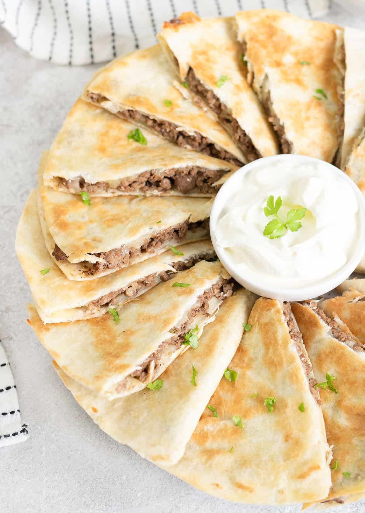 a plate full of Taco Quesadillas