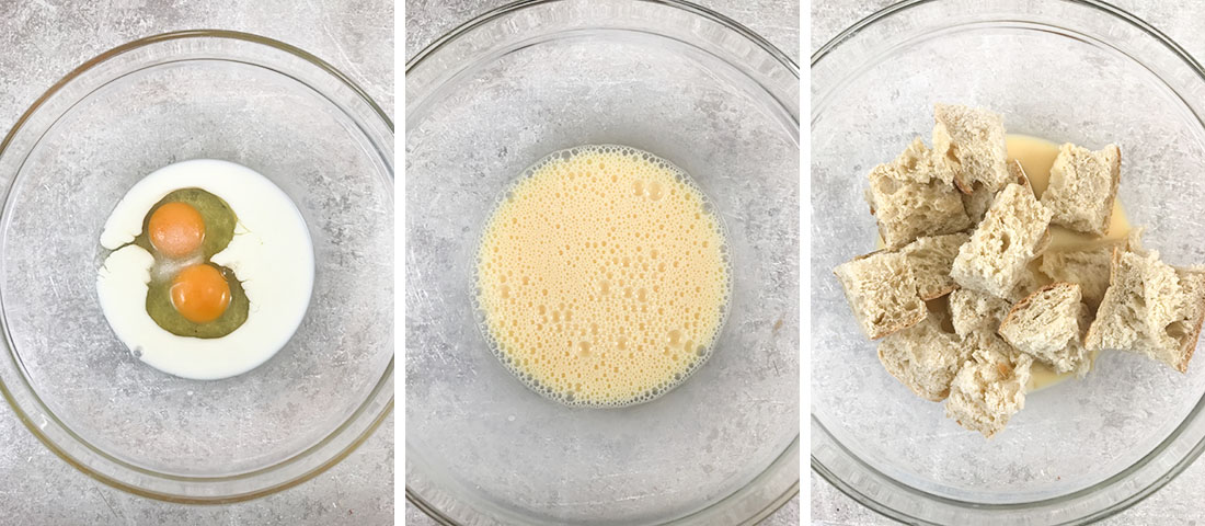 toss the bread in the egg mixture