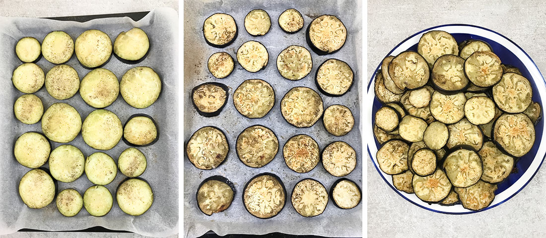 steps of baking the aubergine