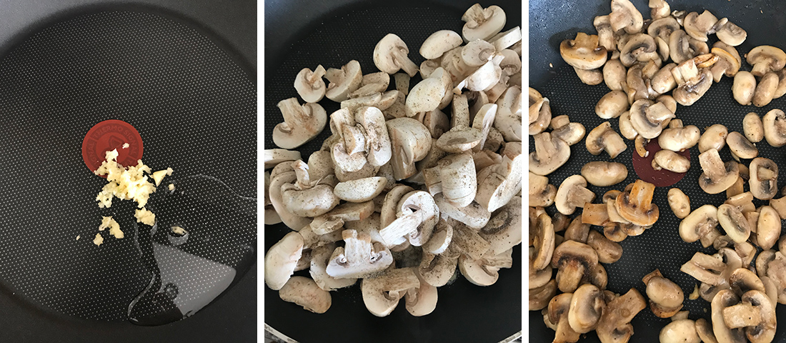 Steps of Sautéing the mushrooms.