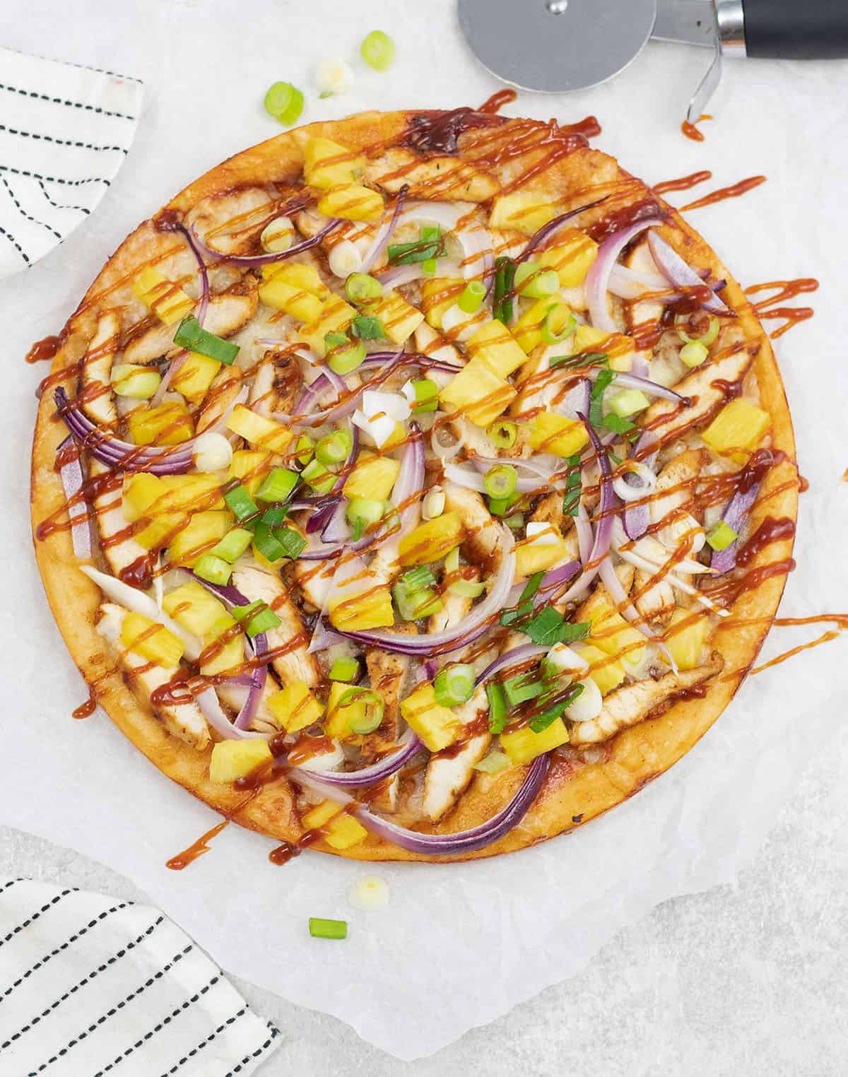 Sweet And Sour Chicken Pizza With BBQ Sauce