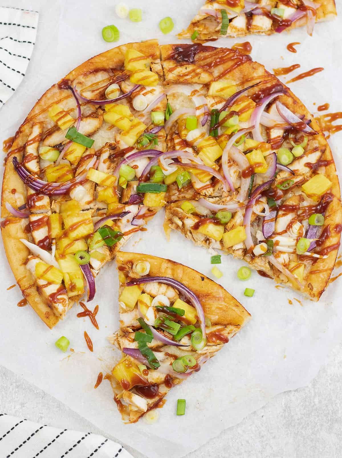 Sweet And Sour Chicken Pizza With BBQ Sauce