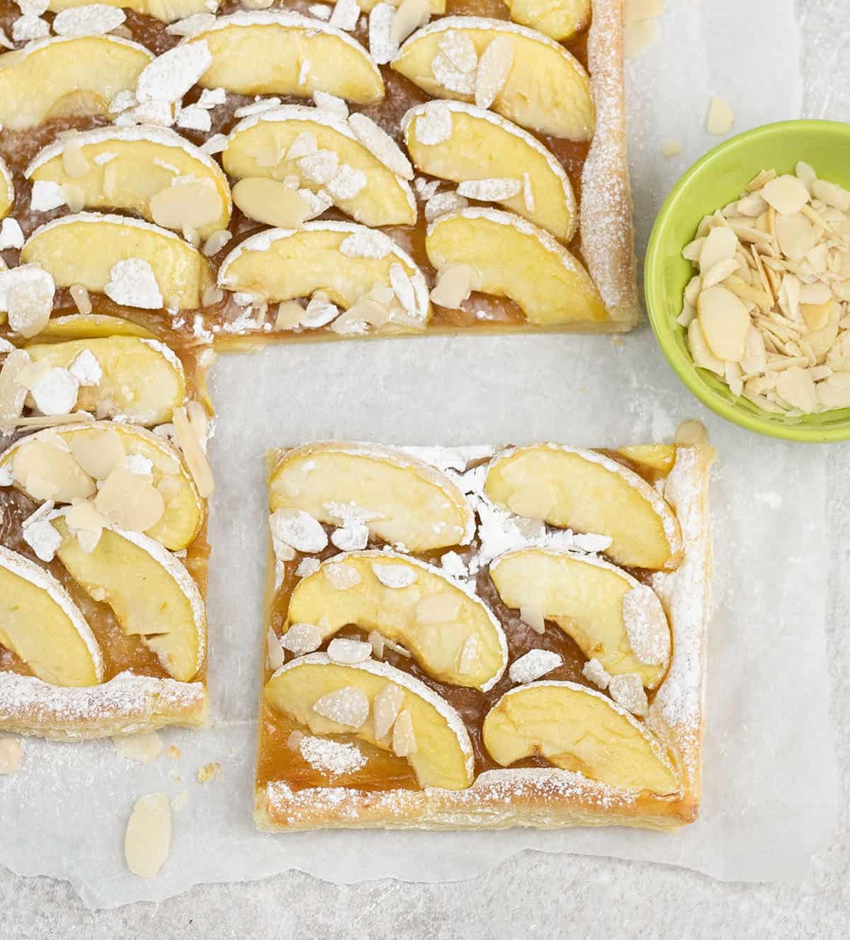 focus on one slice of the Apple Curd Tart