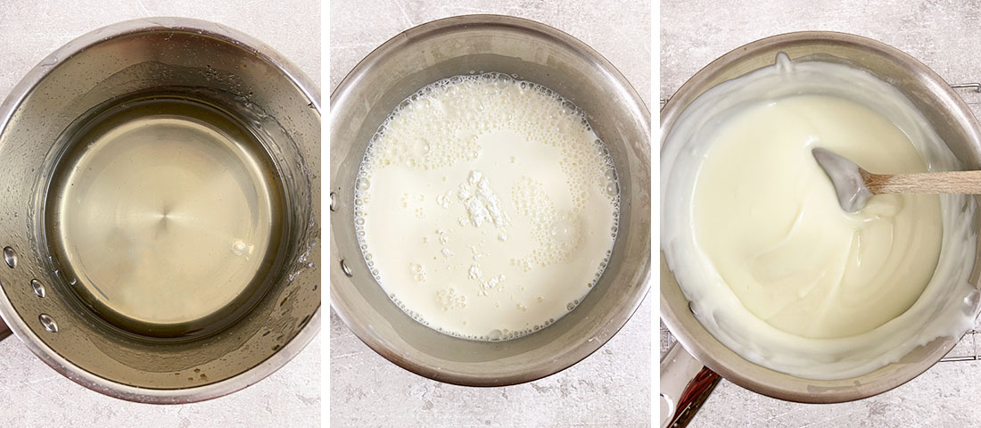 steps of making the filling and the syrup